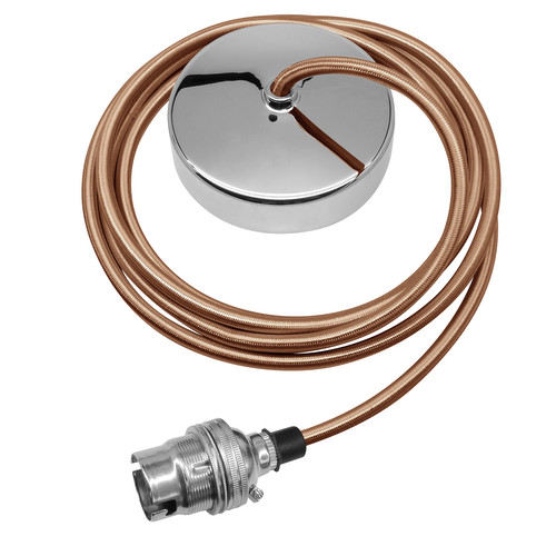 Dome Pendant Kit 2m Cable 100W Old Gold / Chrome