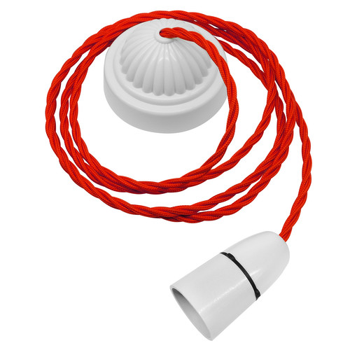 Fluted Pendant Kit 2m Triple Twisted Cable 100W Red / White