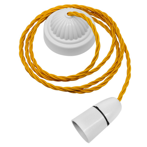 Fluted Pendant Kit 2m Triple Twisted Cable 100W New Gold / White