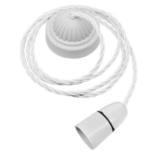 Fluted Pendant Kit 2m Triple Twisted Cable 100W White / White