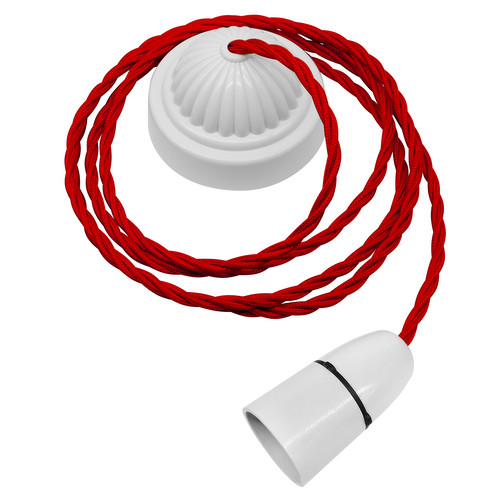 Fluted Pendant Kit 2m Triple Twisted Cable 100W Maroon / White