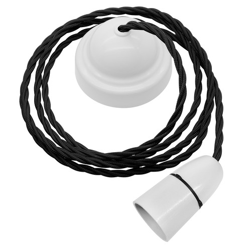 Plain Pendant Kit 2m Triple Twisted Cable 100W Black / White