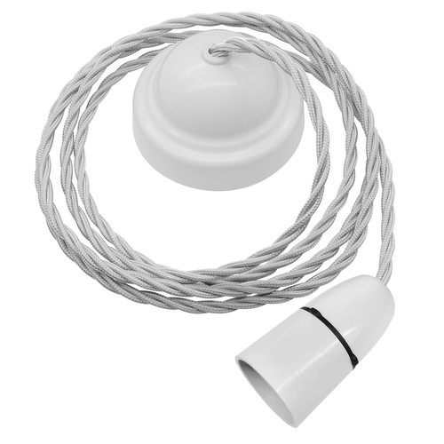 Plain Pendant Kit 2m Triple Twisted Cable 100W Silver / White