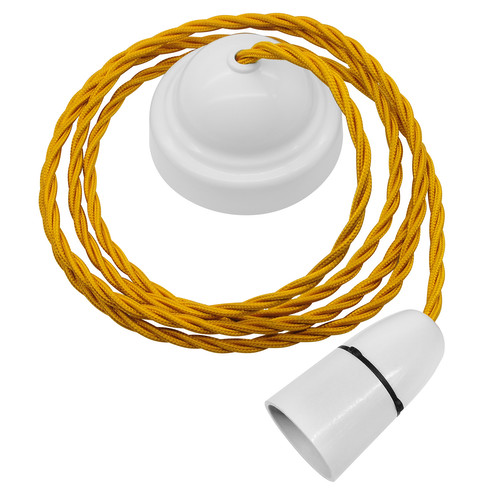 Plain Pendant Kit 2m Triple Twisted Cable 100W New Gold / White