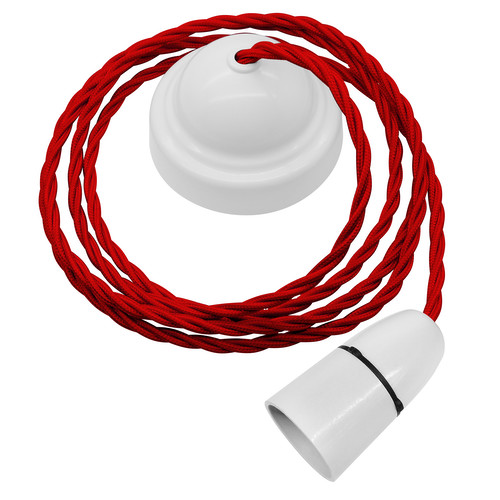 Plain Pendant Kit 2m Triple Twisted Cable 100W Maroon / White