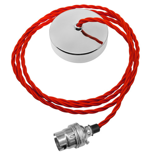 Dome Pendant Kit 2m Triple Twisted Cable 100W Red / Chrome