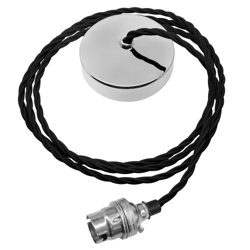 Dome Pendant Kit 2m Triple Twisted Cable 100W Black / Chrome