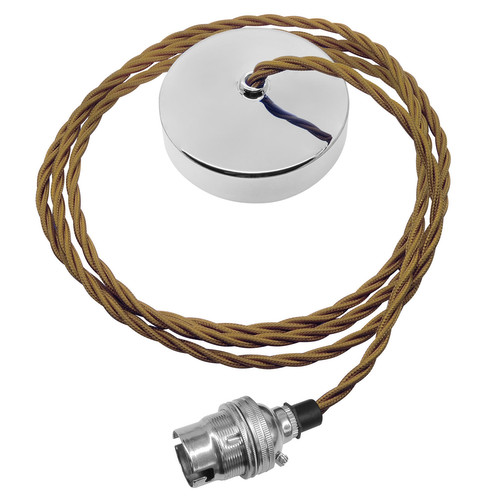 Dome Pendant Kit 2m Triple Twisted Cable 100W Old Gold / Chrome