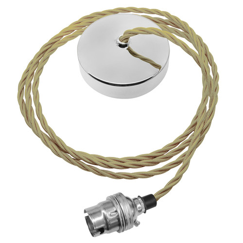 Dome Pendant Kit 2m Triple Twisted Cable 100W New Gold / Chrome
