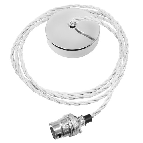 Dome Pendant Kit 2m Triple Twisted Cable 100W White / Chrome