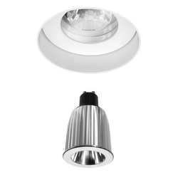 Trimless White Round Fixed Clear Glass Downlight IP55 Reality GU10 LED Warm White (3000K) 7W (=75W) 45°