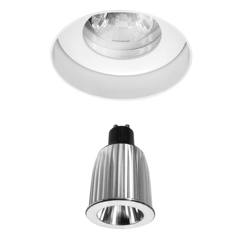 Trimless White Round Fixed Clear Glass Downlight IP55 Reality GU10 LED Warm White (3000K) 7W (=75W) 45°