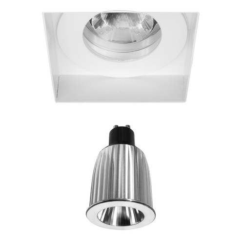 Trimless Square Fixed Downlight Clear Glass IP55 Reality GU10 LED Warm White (3000K) White 7W (=75W) 45°