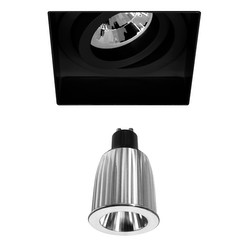 Black Trimless Square Adjustable Downlight Reality GU10 LED Warm White (3000K) 7W (=75W) 45°