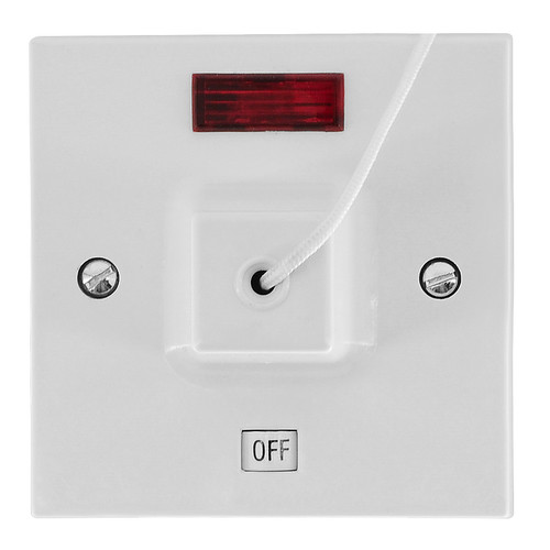 45amp Shower Pull Cord Ceiling Switch DP Neon White 45A