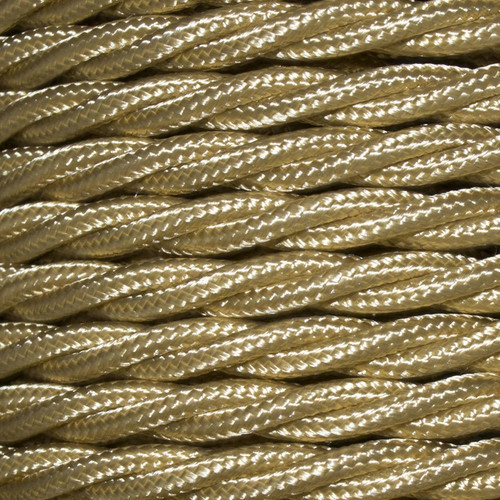 Braided Cloth Triple Twisted 3 Core Round Flex Cable 0.75mm² New Gold