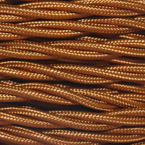 Braided Cloth Triple Twisted 3 Core Round Flex Cable 0.75mm² Old Gold