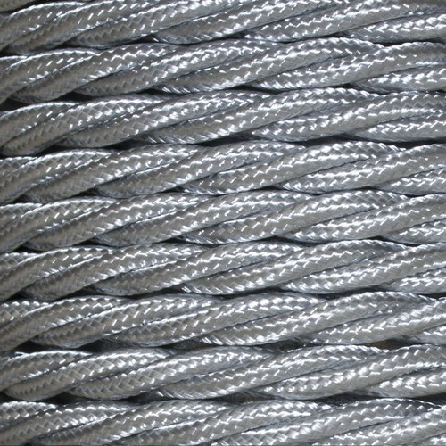 Braided Cloth Triple Twisted 3 Core Round Flex Cable 0.75mm² Silver