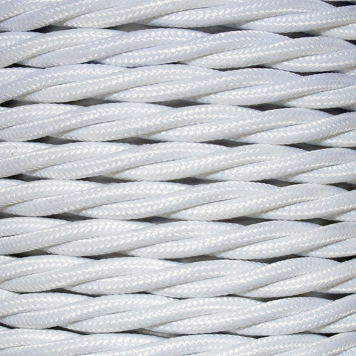 Braided Cloth Triple Twisted 3 Core Round Flex Cable 0.75mm² White