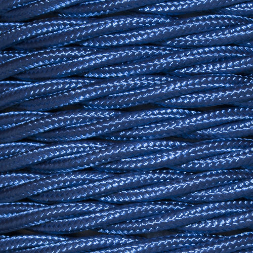 Braided Cloth Triple Twisted 3 Core Round Flex Cable 0.75mm² Royal Blue