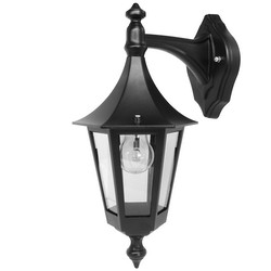 Lantern Down Large Outdoor Garden Wall Light 240V 100W Black