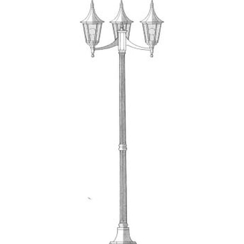 Lantern Lamp Post Triple 240V 3 x 60W White