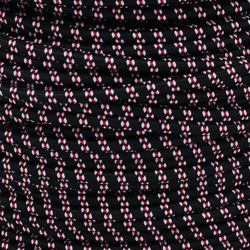 Braided Cloth Round Flex 3 Core Cable 0.75mm² Black / Red White