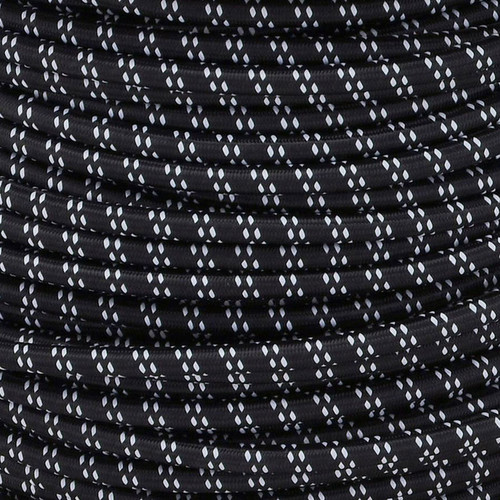 Braided Cloth Round Flex 3 Core Cable 0.75mm² Black White