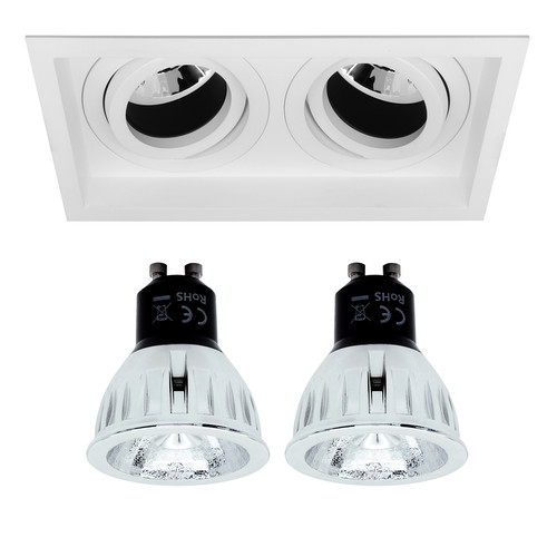 Rock 'n' Roll Square Downlight Reality GU10 LED Warm White (3000K) 2 x 5W (=100W) 45°