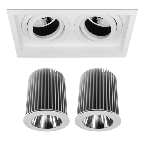 Rock 'n' Roll Square Downlight Reality Module LED Warm White (2700K) 2 x 10W (=200W) 45°