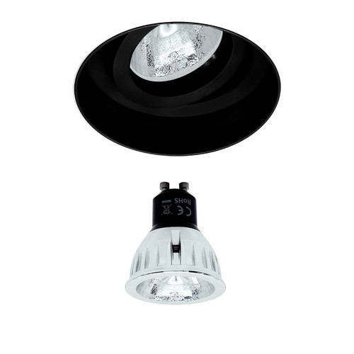 Black Trimless Round Adjustable Downlight GU10 Retro LED Warm White (3000K) 5W (=50W) 60°