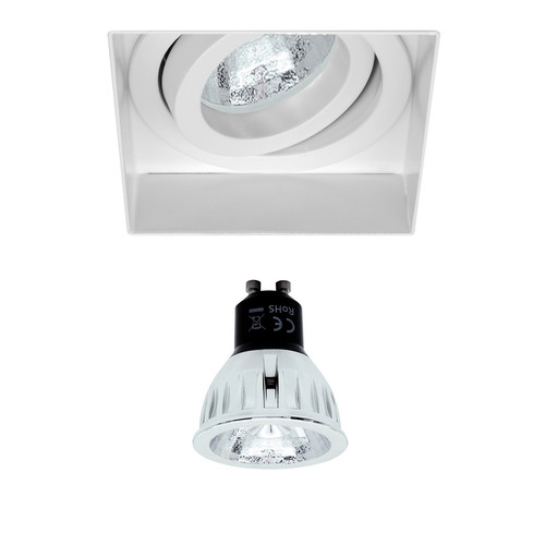 Trimless Square Fire Rated Adjustable Downlight GU10 Retro LED Warm White (3000K) 5W (=50W) 60°