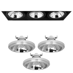 Grid Trimless Triple Reality LED & Driver 3 x 13W Dimmable Warm White (3000K) Downlight 24° Black