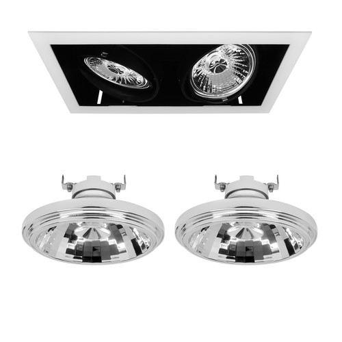 Double Downlighter Reality LED & Driver 2 x 13W Dimmable Warm White (2700K) 24° White / Black