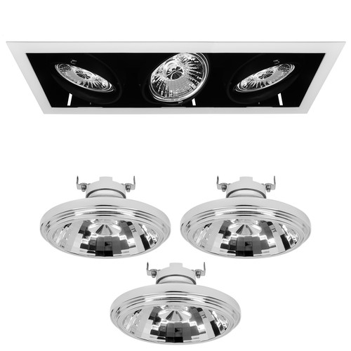 Triple Downlighter LED & Driver 3 x 13W Dimmable Warm White (2700K) 24° White / Black