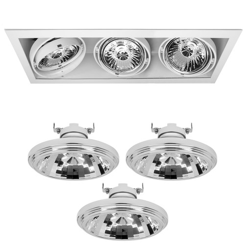 Triple Downlighter LED & Driver 3 x 13W Dimmable Warm White (2700K) 24° White