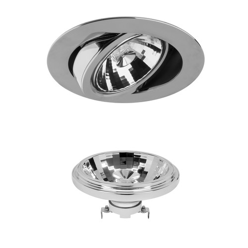 Glare Bar Downlight AR111 Reality LED & Driver 13W 950lm Dimmable Warm White (3000K) 24° Chrome