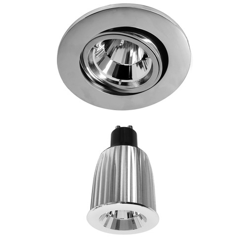 Long Adjustable LED Reality GU10 Warm White (3000K) 7W Chrome