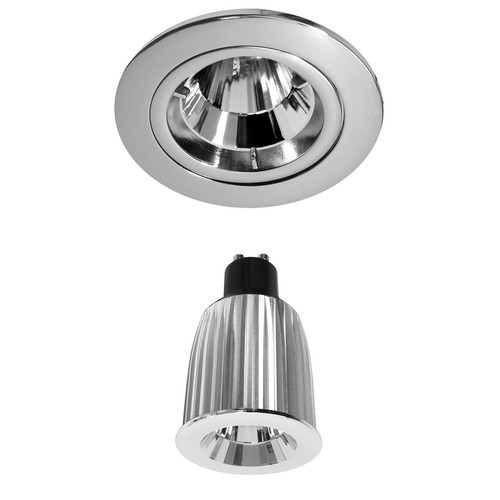 Long Fixed LED Reality GU10 Warm White (3000K) 7W Chrome