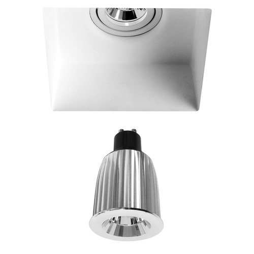 Plaster Trimless Square Adjustable Downlight LED Reality GU10 Warm White (3000K) 7W 45°