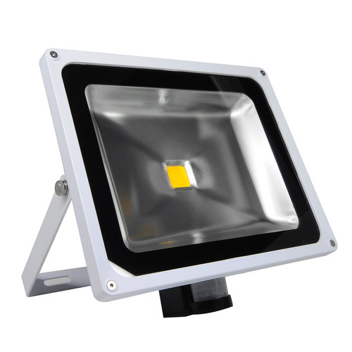 LED PIR Floodlight White 240V 50W 3000K Warm White