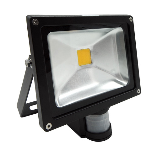 LED Black Outdoor Garden PIR Floodlight 240V 20W 4000K Cool White