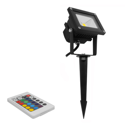 Black LED Floodlight Spike 240V 10W (=100W) RGB