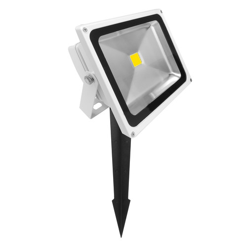 LED White Floodlight Spike 240V 30W (=300W) 3000K Warm White