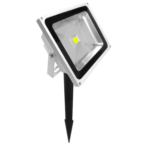LED White Outdoor Garden Floodlight Spike 240V 50W (=500W) 3000K Warm White
