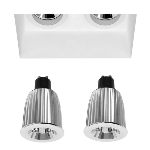 Plaster Trimless Square Double Downlight LED Reality GU10 Warm White (3000K) 14W 45°