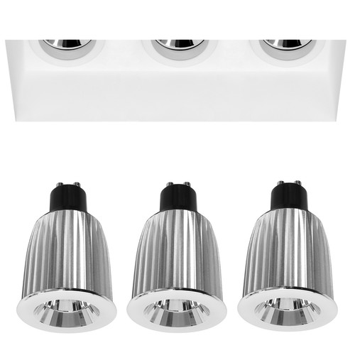 Plaster Trimless Square Triple Downlight LED Reality GU10 Warm White (3000K) 21W 45°