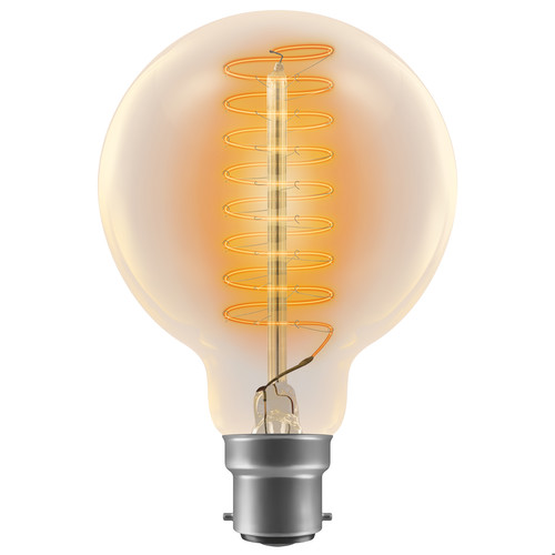 Antique Carbon Filament Lamp Globe Spiral G80 80mm BC / B22 60W