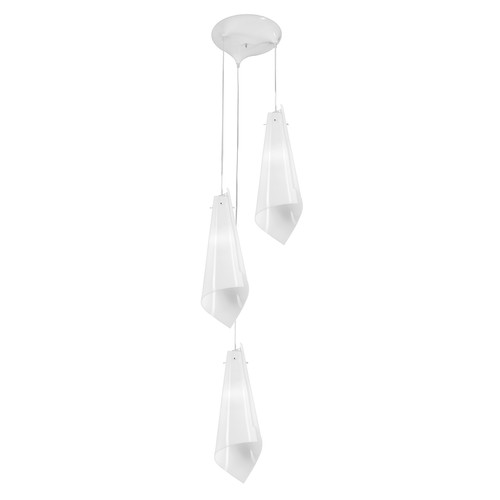 Tris Triple Funnel Pendant 3 x 60W White Semi Transparent