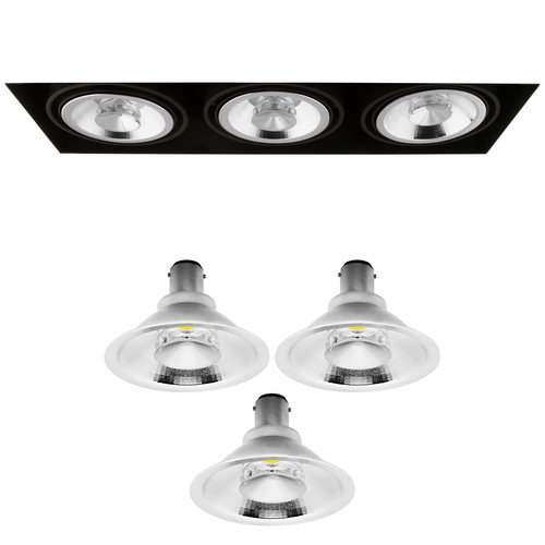 Grid Trimless Triple Reality AR70 LED & Driver 8W Dimmable Warm White (3000K) Downlight 36° Black
